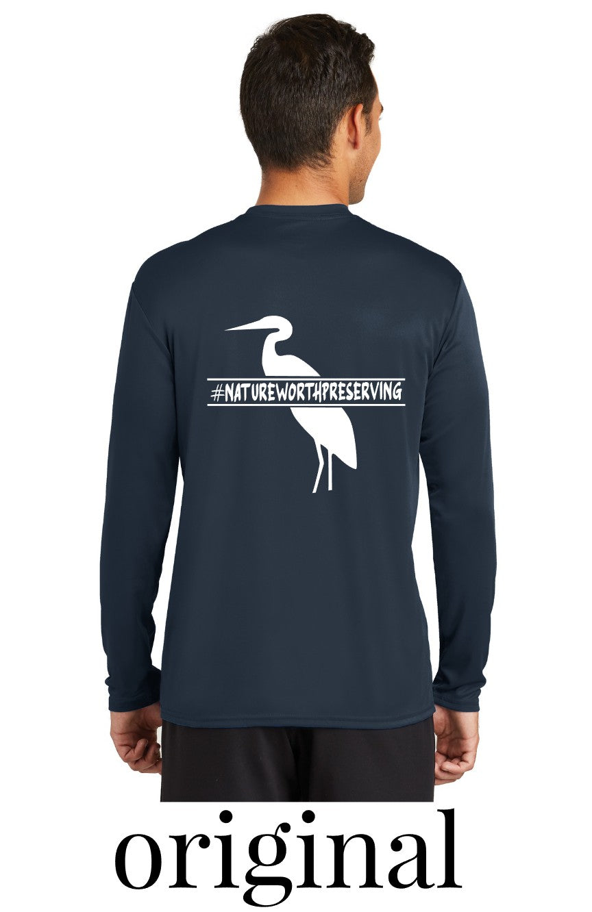 Blue Heron Long Sleeve T-Shirt w/ Front Chest Logo (navy)