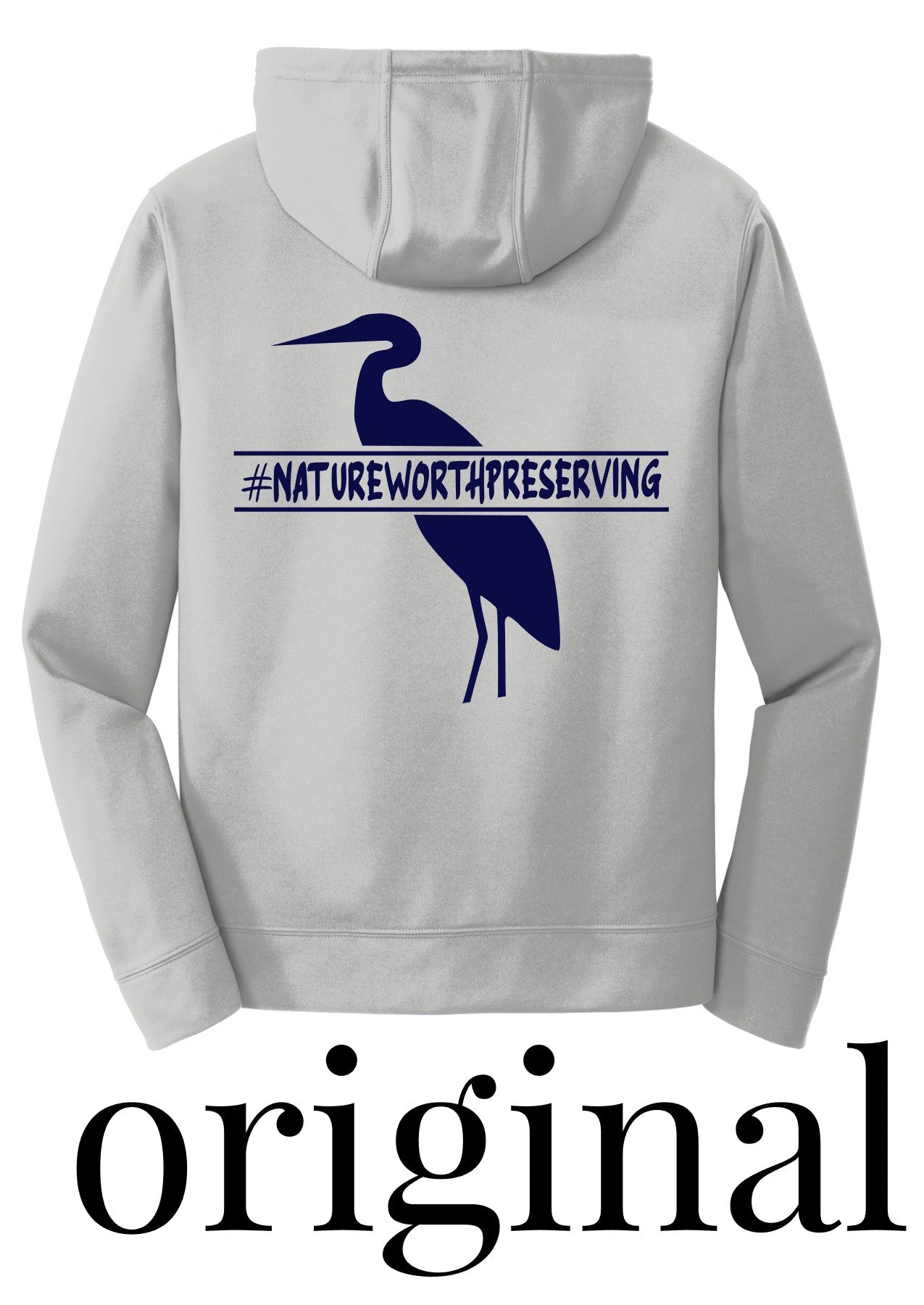 Blue Heron Performance Hoodie w/ Front Chest Logo (silver)