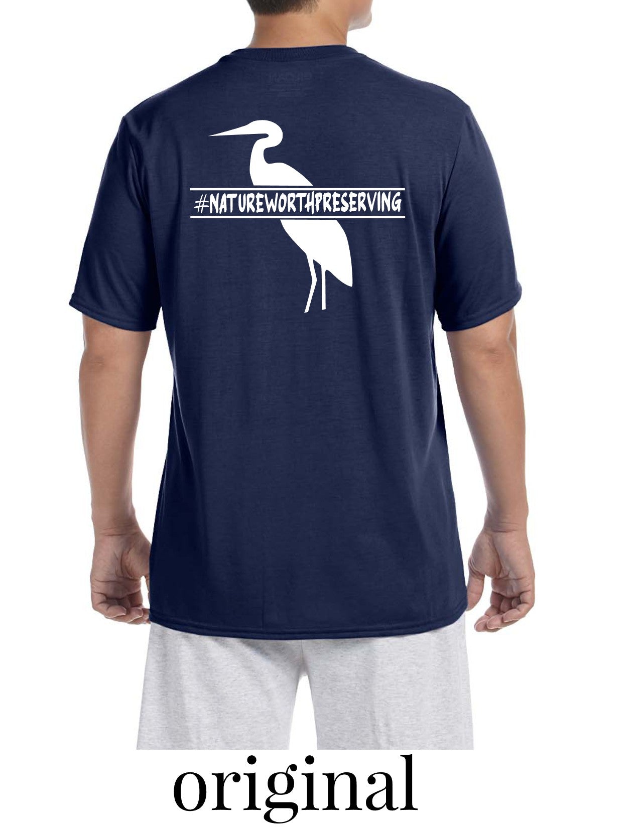 Blue Heron Polyester Performance T-Shirt w/ Front Chest Logo (navy)