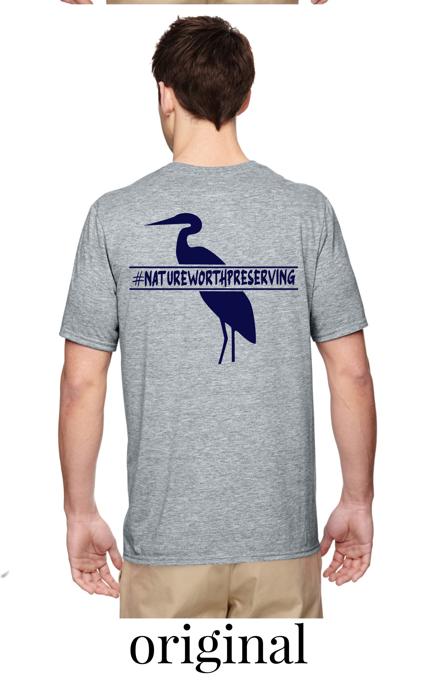 Blue Heron Polyester Performance T-Shirt (Gray)