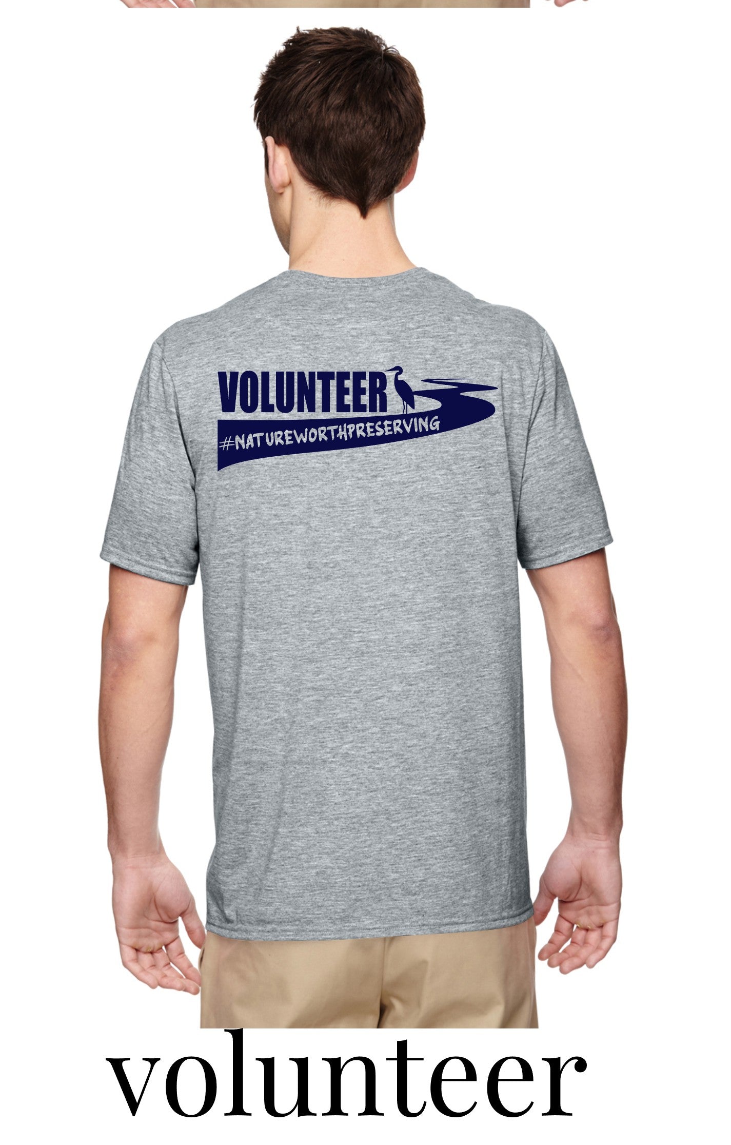 Blue Heron Cotton T-Shirt w/ Front Chest Logo (Gray)
