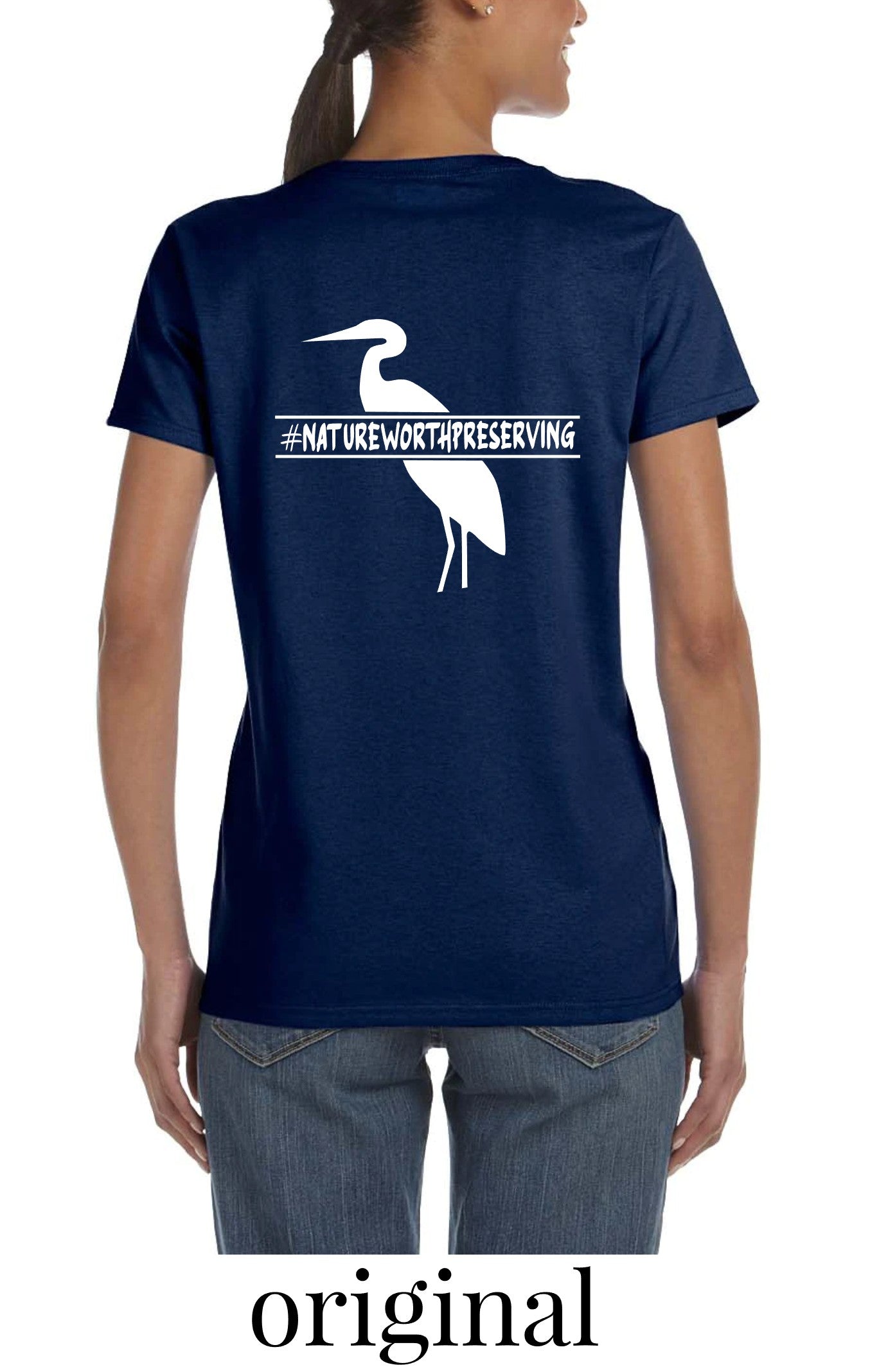 Blue Heron Women's T-Shirt w/ Front Chest Logo (Navy)