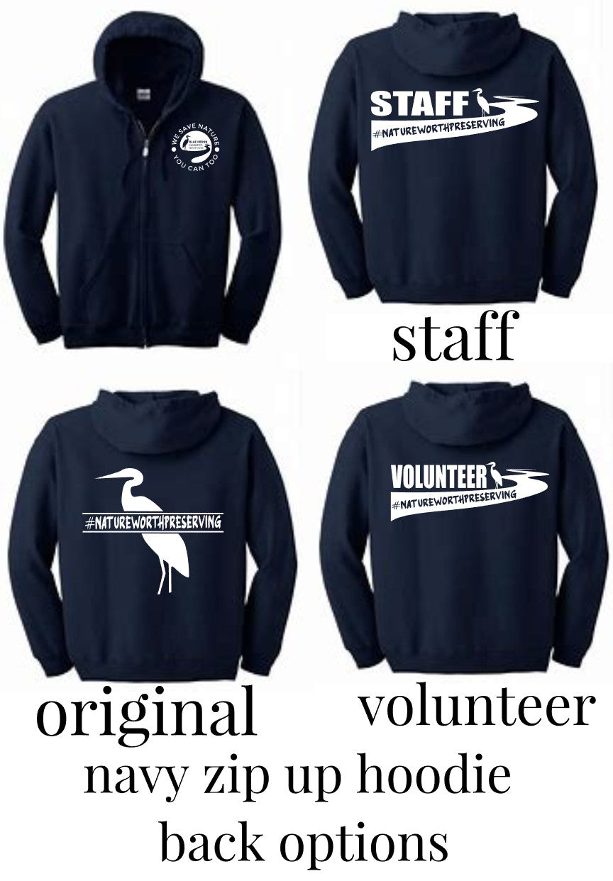 Blue Heron Full Zip Hoodie w/Front Chest Logo (Navy)