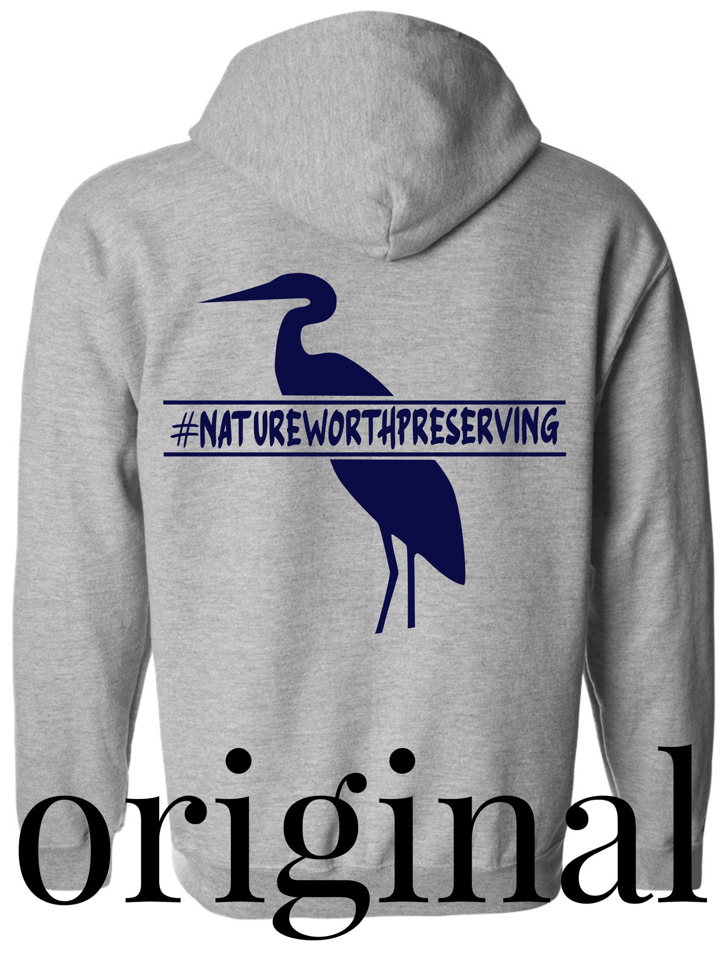 Blue Heron Full Zip Hoodie w/ Front Chest Logo (gray)